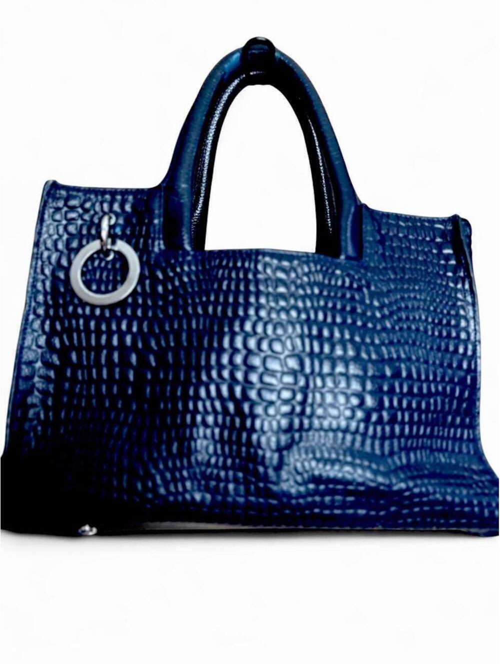 claudia firenze black leather croc tote